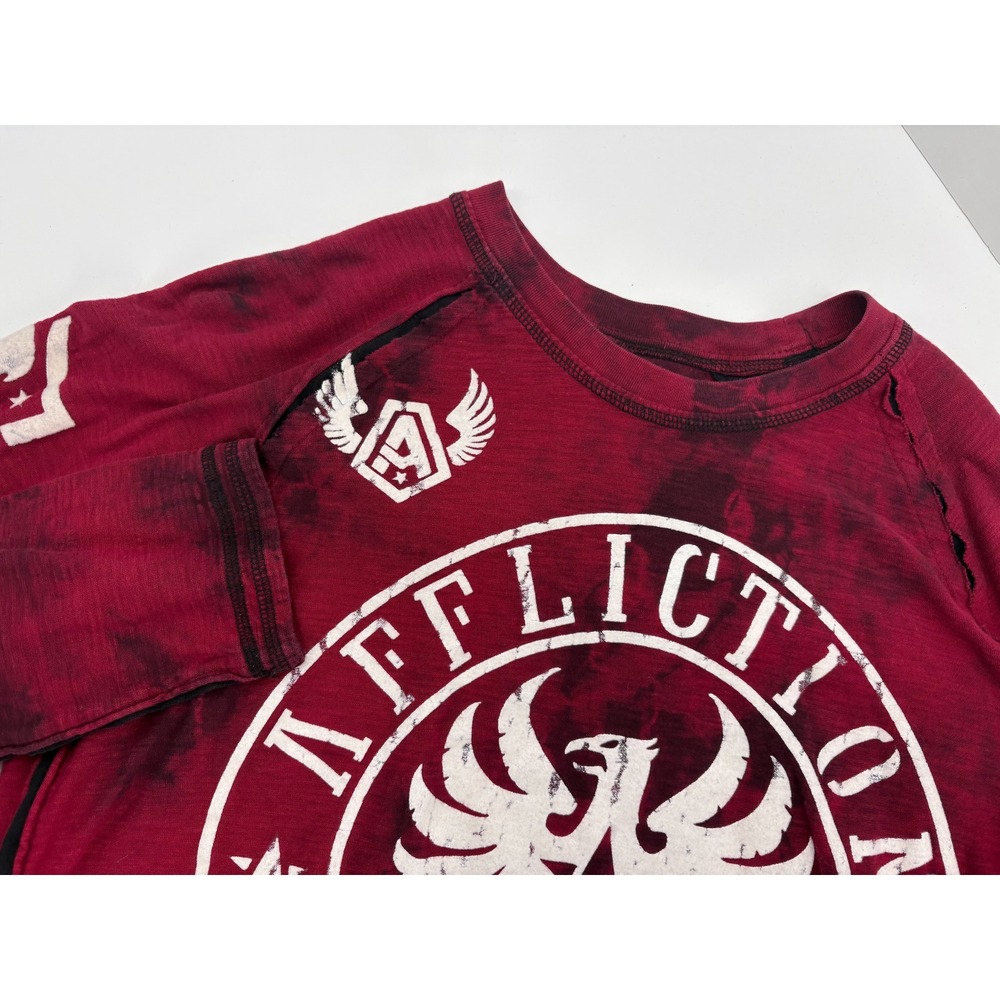 Affliction Live Fast Y2K Spell Out Wings Skull VTG Long Sleeve T Shirt, M, USA! - Picture 2 of 8